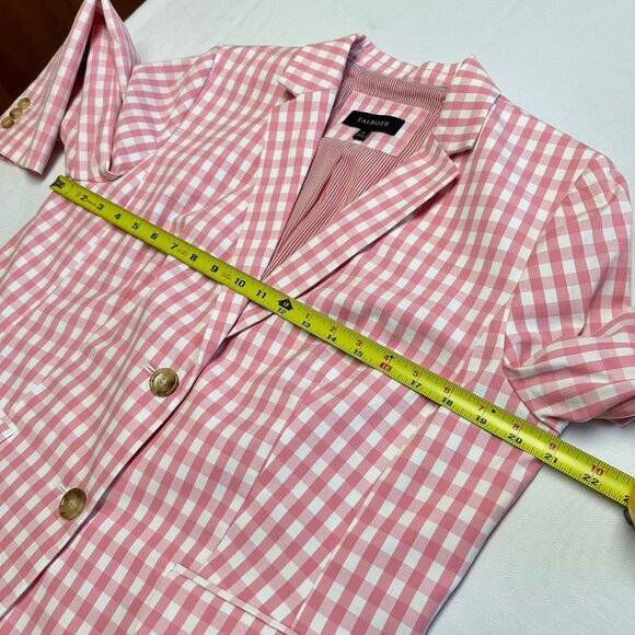 Talbots Womens Pink White Gingham Plaid Blazer Size 14 Preppy Checkered Office - Picture 5 of 8